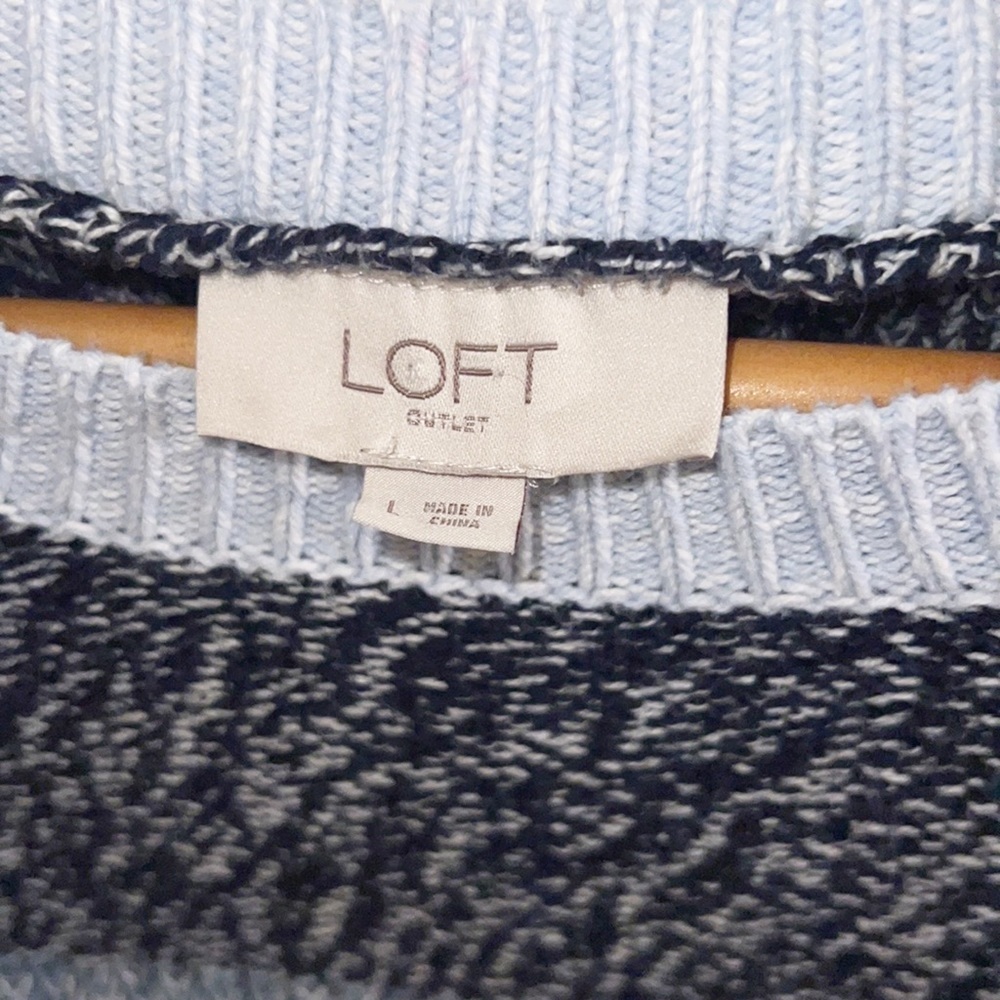 Loft Multicolor Blue Sweater Size Large - Picture 2 of 5